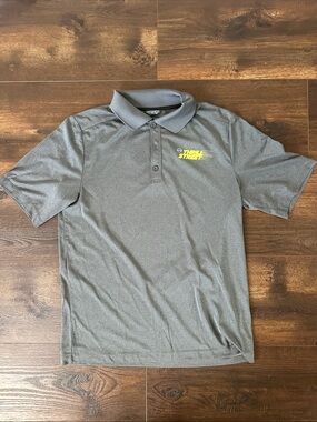 Gray Performance Polo with Yellow Logo - Unbranded